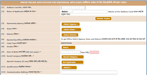 प्रधानमंत्री रोजगार सृजन योजना PMEGP Loan Online Application Form