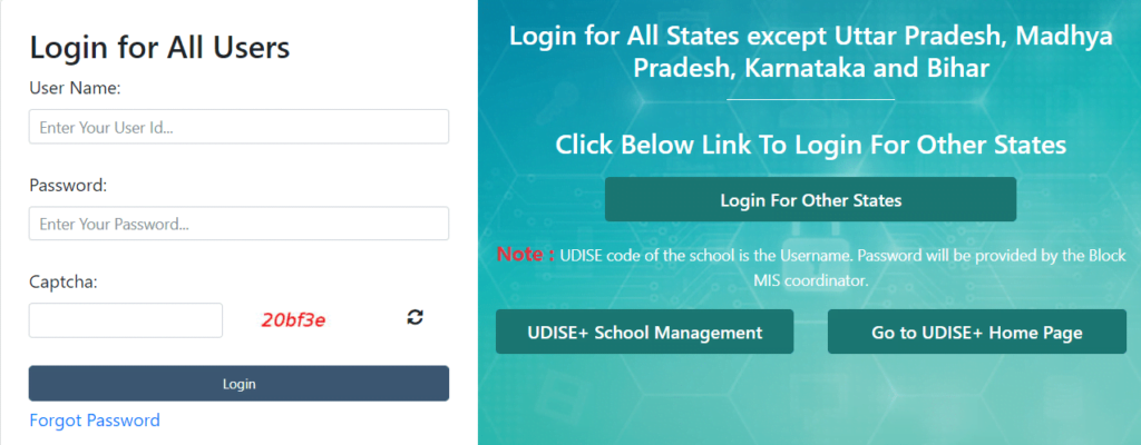 To Do Login For State/ UT Except Uttar Pradesh, Bihar, Karnataka And Madhya Pradesh
